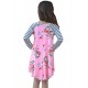 Pink Spring Fling Floral Striped Sleeve Short Dress for Kids