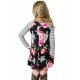 Black Spring Fling Floral Striped Sleeve Short Dress for Kids