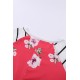 Red Spring Fling Floral Striped Sleeve Short Dress for Kids