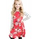 Red Spring Fling Floral Striped Sleeve Short Dress for Kids