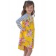 Yellow Spring Fling Floral Striped Sleeve Short Dress for Kids