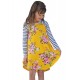 Yellow Spring Fling Floral Striped Sleeve Short Dress for Kids