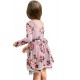 Red Sweet Striped Floral Kids Dress