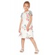 White Stripes Short Sleeve Floral Little Girl Dress