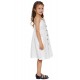 White Little Girls Spaghetti Strap Button Dress with Pockets