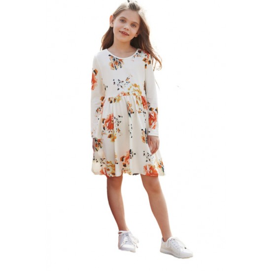 Floral White Swing Dress with Hidden Pockets