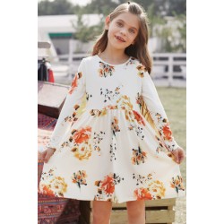 Floral White Swing Dress with Hidden Pockets