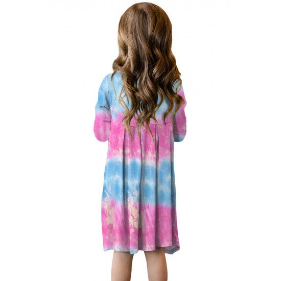 Pink Tie Dye Swing Dress with Hidden Pockets