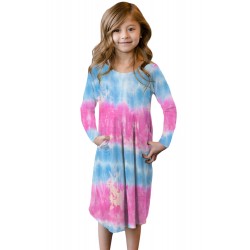 Pink Tie Dye Swing Dress with Hidden Pockets