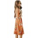 Floral Orange Swing Dress with Hidden Pockets