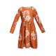 Floral Orange Swing Dress with Hidden Pockets