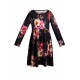 Floral Black Swing Dress with Hidden Pockets