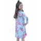 Floral Light Blue Swing Dress with Hidden Pockets