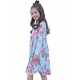 Floral Light Blue Swing Dress with Hidden Pockets