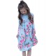 Floral Light Blue Swing Dress with Hidden Pockets