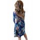 Floral Blue Swing Dress with Hidden Pockets