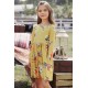 Floral Mustard Swing Dress with Hidden Pockets