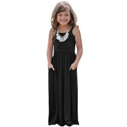 Black Girls Suspender Pocket Dress