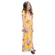 Yellow Short Sleeve Floral Print Loose Casual Maxi Dress with Pockets