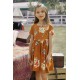 Orange Short Sleeve Pocketed Children's Floral Dress