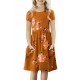 Orange Short Sleeve Pocketed Children's Floral Dress