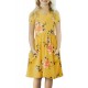 Yellow Short Sleeve Pocketed Children's Floral Dress