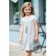 Gray Colorblock Patchwork Striped Girls’ Dress