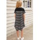 Black Colorblock Patchwork Striped Girls’ Dress