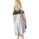 Green Colorblock Patchwork Striped Girls’ Dress