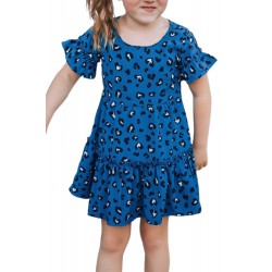 Girls' Ruffled Girly Leopard Print Dress