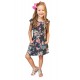 Gray Little Girls' Ruffle Sleeve Floral Dress with Pockets