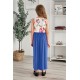 Blue Crewneck Sleeveless Floral Patchwork Kids Maxi Dress