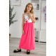 Rose Crewneck Sleeveless Floral Patchwork Kids Maxi Dress