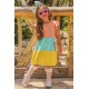 Yellow Ruffled Sleeve Colorblock Kid Dress