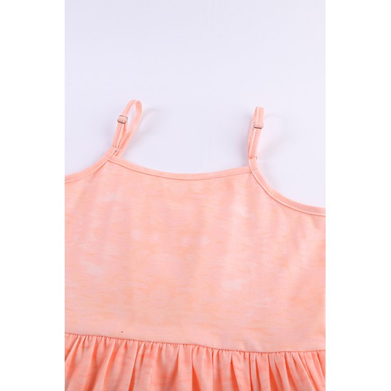 Orange Ombre Tie-dye Sleeveless Flowy Kids' Parent-child Dress