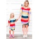 Daughter and Mom Matching Striped Side Split Girl's T-shirt Dress