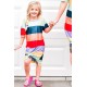 Daughter and Mom Matching Striped Side Split Girl's T-shirt Dress