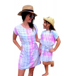 Family Matching Kid Multicolor Tie-dye T-shirt  Dress