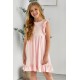 Pink Ruffled Empire Waist Pleated Flowy Kid Dress