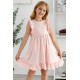 Pink Ruffled Empire Waist Pleated Flowy Kid Dress