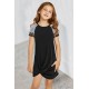 Black Leopard Striped Splicing Twist Knot Kids Dress