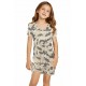 Camo Print Twist Knot V Neck Girl's Mini Dress