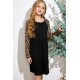 Black Leopard Patchwork Girl's Long Sleeve Dress