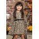 Girls Hi-lo Crochet Trim Ruffled Sleeve Leopard Dress