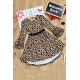 Girls Hi-lo Crochet Trim Ruffled Sleeve Leopard Dress