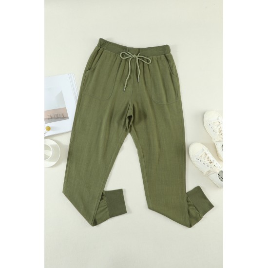 Green Pocketed Drawstring Joggers