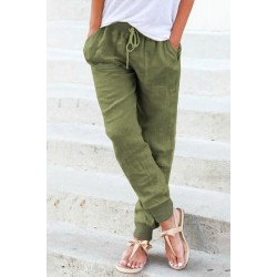 Green Pocketed Drawstring Joggers