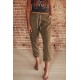 Khaki Drawstring Waist Pockets Sweatpants