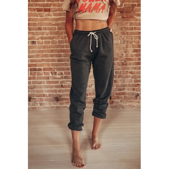 Black Drawstring Waist Pockets Sweatpants