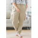 Khaki Elastic Waist Side Pocket Plus Size Jogger Pants